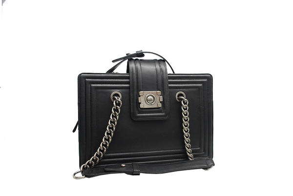 7A Chanel A30161 Black Calfskin Medium Le Boy Shoulder Bag Silver Hardware Online